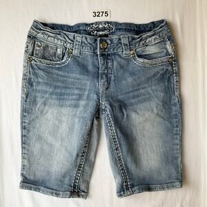 No brand Women Waxed Embroidered Denim Shorts size 4, Blue
